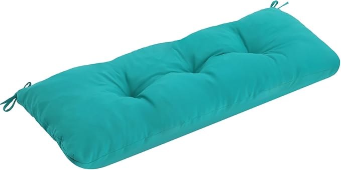 Outdoor Bench Cushion Waterproof, Tufted Bench Seat Cushion 40 x 15 Inch, Patio Wicker Indoor Seat Pads for Outside Garden Patio Balcony, Blue