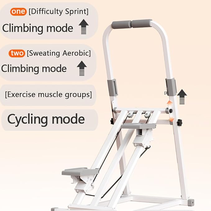 Foldable Stair Stepper Machine with Handles - Adjustable Stepper for Home Cardio, Low Impact Workout Equipment for Legs, Glutes & Weight Loss - Compact Stepping Machine, Easy Assembly White