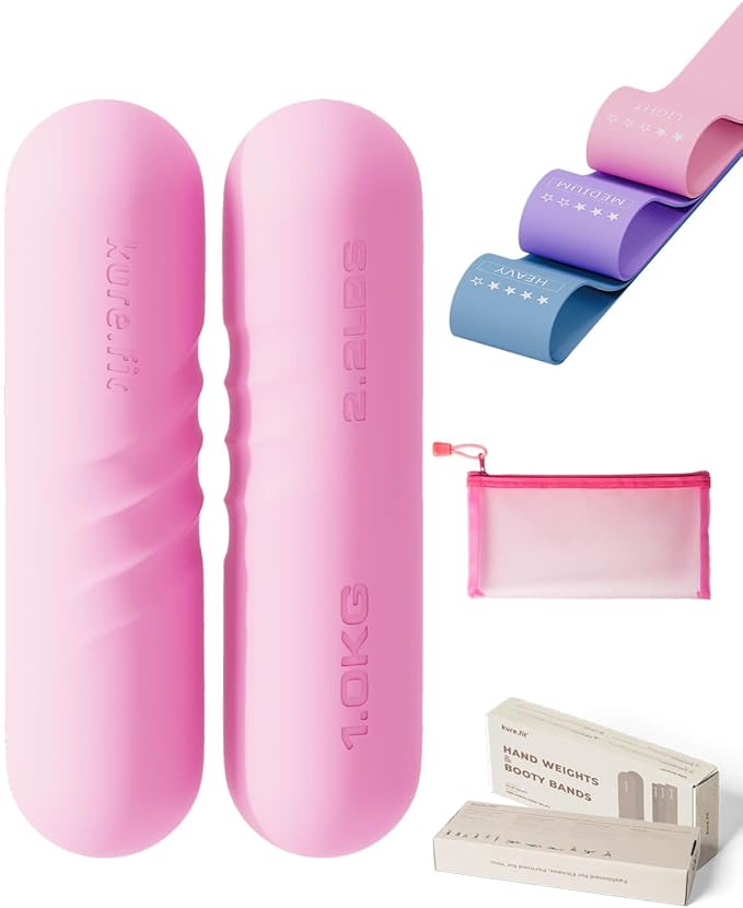 Hand Weight Bars for Women (2.2 LB) | Resistance Booty Bands | Pilates, Yoga, Dance, Aerobics, Running, Cardio, Gym, Strength Training | Non-Slip | Portable Dumbbells | Women & Men