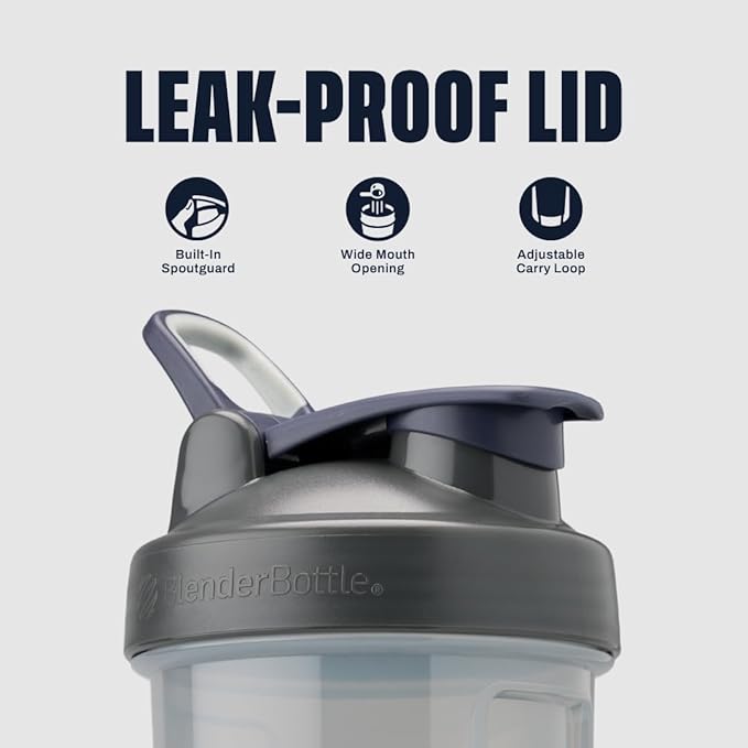 BlenderBottle Shaker Bottle Pro Series Perfect for Protein Shakes and Pre Workout, 24-Ounce, Full-Color Grey