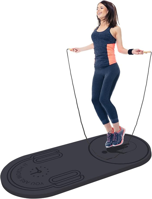 8/20/30mm Jump Rope Mat Fitness Exercise Mat Durable, Non-Slip, Workout Mats with Jump Rope & Carrying Bag for Home Gym Flooring (55"x 24")