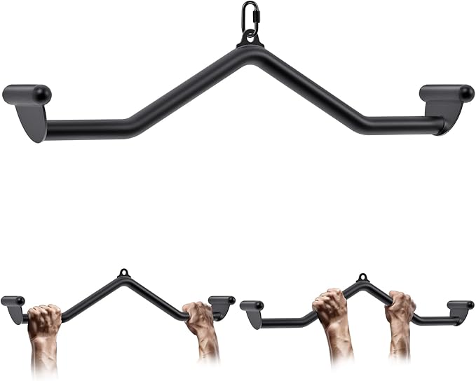 Kipika LAT Pull Down Bars Cable Machine Attachment, Rowing T-bar V-bar Set, Back Strength Training Handle Grips for Cable Machine Rowing Machine, 12" 20" 24" 28" 32" Five Sizes