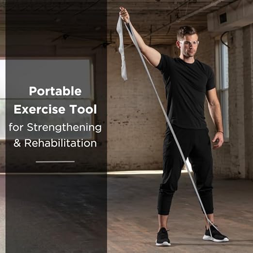 THERABAND CLX Resistance Band with Loops, Fitness Band for Home Exercise and Full Body Workouts, Portable Gym Equipment, Gift for Athlete, Individual 5 Foot Band, Silver, Super Heavy, Level 7