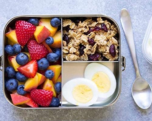 G.a HOMEFAVOR Stainless Steel Bento Lunch Box, Metal Lunch Container with 3-Compartment, 1400 ml, Ideal for Work & Travel, Meal Prep, Leak Proof, Dishwasher Safe