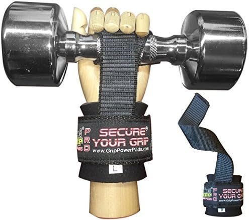 Heavy Duty Lifting Straps Neoprene Padded 1 Pair Wrist Wraps & Rubbery Grip Support Straps with Cotton Coated Rubber on One Side