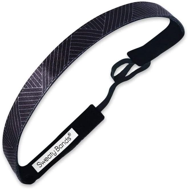Sweaty Bands Womens Girls Headband - Non-Slip Velvet-Lined Exercise Hairband - Finish Line Charcoal 5/8-Inch