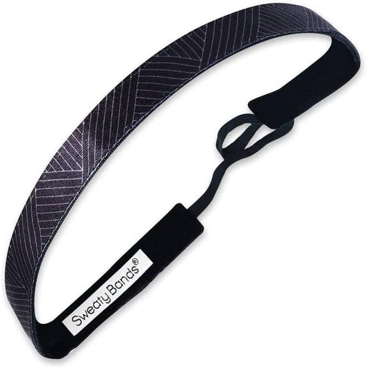 Sweaty Bands Womens Girls Headband - Non-Slip Velvet-Lined Exercise Hairband - Finish Line Charcoal 5/8-Inch