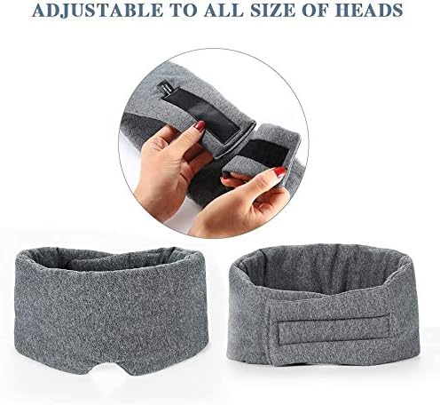 FRESHME Cotton Eye Mask for Sleeping in Gift Box - Soft and Adjustable Extensions Sleep Mask with Earplugs and Pouch for Women and Men, Blackout Cover for Night Travel Relaxation