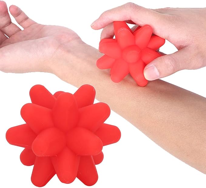 Diohce Spiky Massage Ball, Acupoint Physical Massage Balls, for Foot Massage, Deep Tissue Massage Ball, Point Plantar Fasciitis Relief (Red)