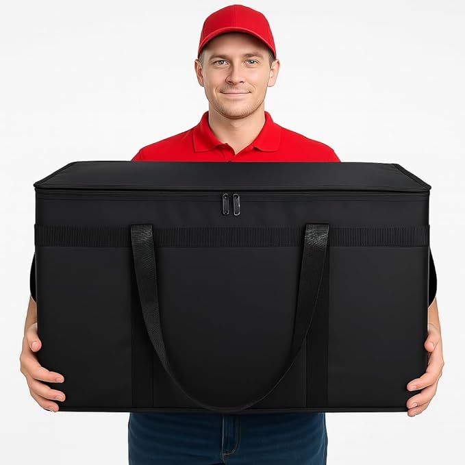 Bodaon 2-Pack Insulated Food Delivery Bag, XXXL Grocery Shopping/Catering/Pizza Cooler Bags, Cold/Hot Styrofoam Carrier for Doordash/Travel/Car, Warmer/Frozen, Door Dash Accessories