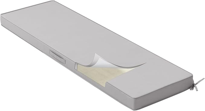 Crestlive Outdoor Bench Cushion 48 x 18 Inch, Waterproof Patio Furniture Cushions, Fade-Resistant Porch Swing Replacement Pad, Adjustable Straps and Handle, Gray