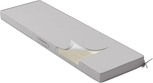 Crestlive Outdoor Bench Cushion 48 x 18 Inch, Waterproof Patio Furniture Cushions, Fade-Resistant Porch Swing Replacement Pad, Adjustable Straps and Handle, Gray