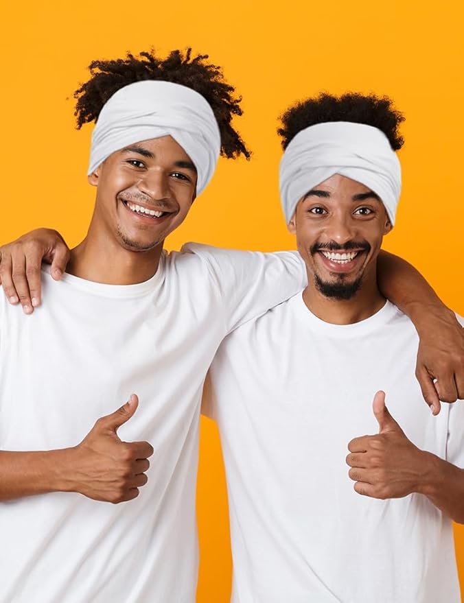 Satin Lined Open Turban Headband Mens Sweatband Sports Headband for Running,Cycling,Basketball,Yoga,Fitness Workout Stretchy Unisex Hairband