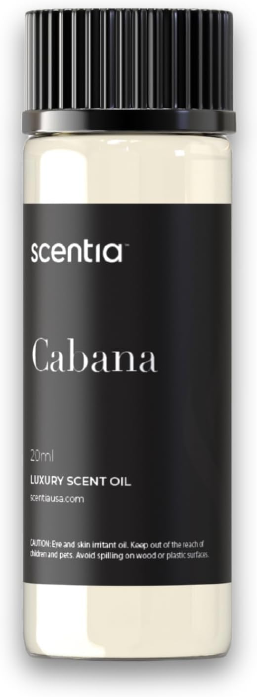Scentia Hotel Diffuser Oil Inspired by 5-Star Hotel Scent - 20 mL 0.67 fl oz - Fragrance Oil Blend Botanical Jasmine, Bergamot & Fresh Marine Notes for Aromatherapy Diffusers - Cabana