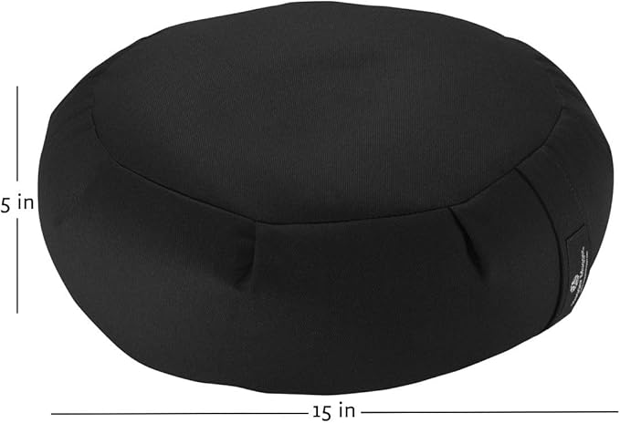 Hugger Mugger Zafu Meditation Cushion - Support in Cross-Legged Sitting, Buckwheat Filled, Durable Fabric, Convenient Handle, Handmade in USA