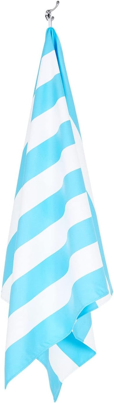 Dock & Bay Beach Towel - Quick Dry, Sand Free - Compact, Lightweight - 100% Recycled - Includes Bag - Cabana Light - Tulum Blue - Extra Large (200x90cm, 78x35)