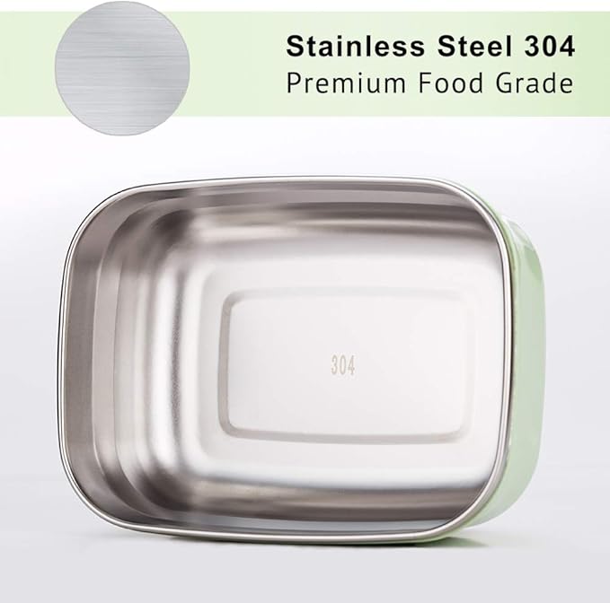 Lille Home Leak Proof Salad Container Stainless for Lunch - Snack Containers Steel - Ideal for Educational Settings & Daycare - Nesting Trio with Silicone Lids - 47oz+30oz+16oz - Blue