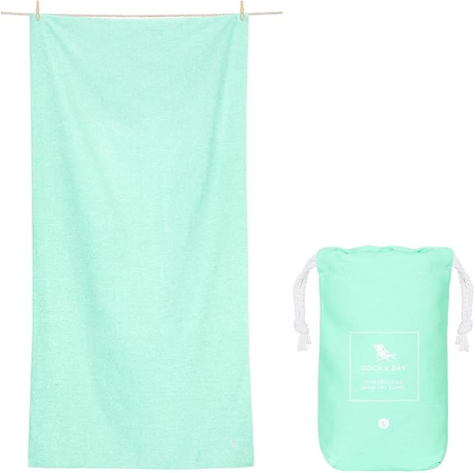 Dock & Bay Beach Towel - Quick Dry, Sand Free - Compact, Lightweight - 100% Recycled - Includes Bag - Set of 6 - Essentials, Extra Large (200x90cm, 78x35)