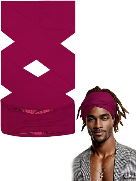 Satin Lined Open Turban Headband Mens Sweatband Sports Headband for Running,Cycling,Basketball,Yoga,Fitness Workout Stretchy Unisex Hairband