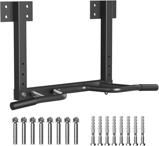 Wall Mount Pull Up Bar, Joist Mount Pull Up Bar, Beam and Rafter Mounted Chin Up Bar for Home Gym With Wood Mount and Wall Mount Screws