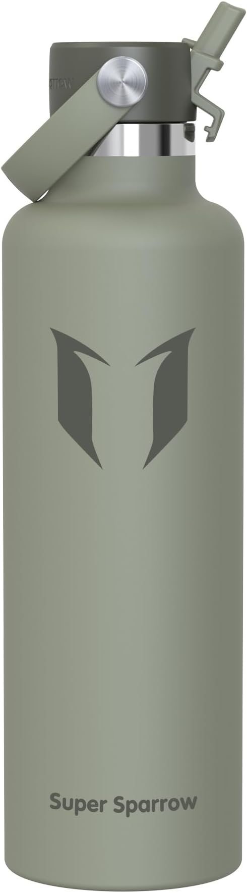 Super Sparrow Insulated Water Bottle - 17 Oz / 25 Oz / 32 Oz - Standard Mouth FlipFlow Flask - BPA Free, Leak Proof Drink Bottle- Ergonomic Straw Water Bottles for Work, Gym, Travel, Sports