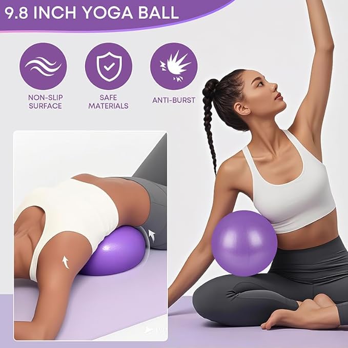 13 Pcs Pilates Essentials Kit for Women, Home Workout Equipment Set with 9.8” Ball, Magic Circle, Accessories, Perfect for Beginners to Toning & Fitness, Pink