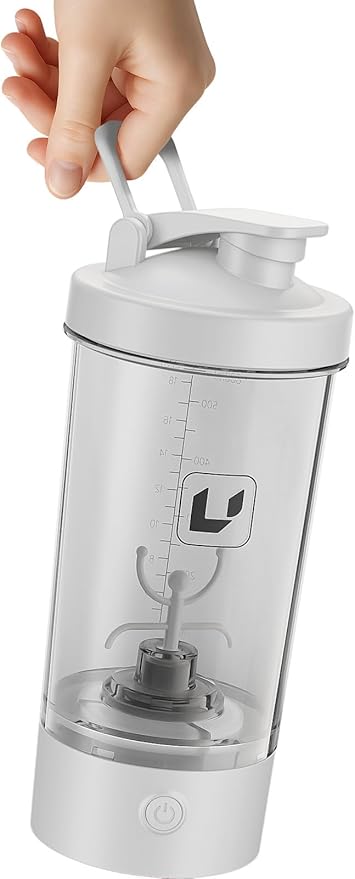 Electric Shaker Bottle USB C Rechargeable Protein Shaker Bottle Shaker cups for Protein Shakes Mixer with 24oz BPA Free Tritan Meal Replacement Shakes Made with Tritan Portable Blender Cup (White)