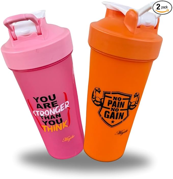 Magiko Blender Shaker Bottles for Protein, 28oz Portable Leakproof Pre-Workout Nutrition Water Bottle, BPA-Free Gym Protein Shaker for Sports & Outdoor Motivational Protein Shaker (Pink Orange)