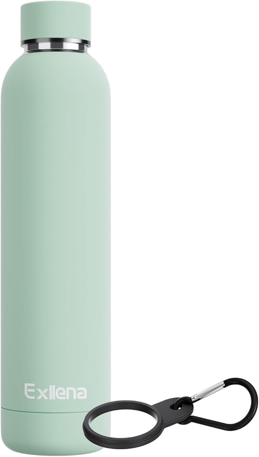 Slim Insulated Water Bottles for Travel 25oz with Clip, Double Wall Vacuum Stainless Steel Water Bottle Keeps Drinks Cold 24 Hrs/Hot 12 Hrs, 100% Leakproof, BPA Free(Mint)