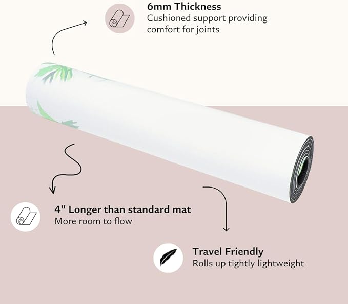 TPE Yoga Mat - Artist Designed, Premium eco friendly mats, Non Slip, Non toxic, Great For Regular & Hot Yoga, Pilates and Workouts (72 inch x 24 inch x 6mm thick)