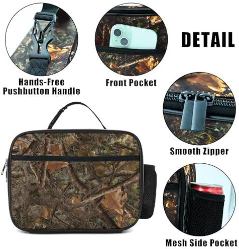 Camo Lunch Bag Insulated Reusable Lunch Box Kids Girls Boys Cooler Thermal Tote Bag For Men Women School Work Picnic