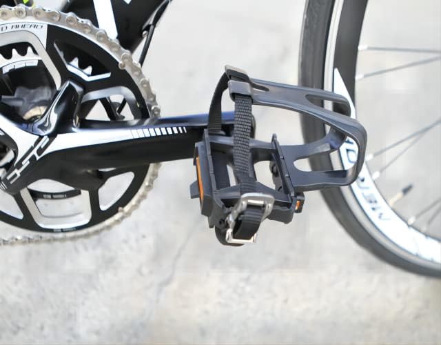 Bike Pedals with Clips and Straps for Outdoor Cycling and Indoor Stationary Bike 9/16-Inch Spindle Resin/Alloy Bicycle Pedals