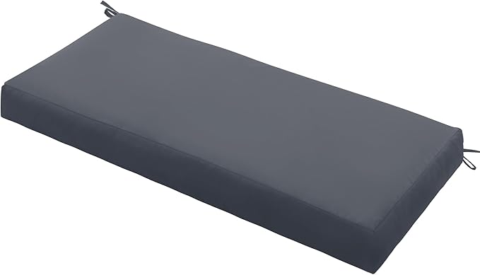 Outdoor Bench Cushion Waterproof 45"x18" – Fade-Resistant Patio Furniture Cushion with Ties for Porch Swing, Loveseat, or Indoor Bench Replacement, Dark Grey