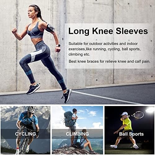 Full Leg Sleeves Long Compression Leg Sleeve Knee Sleeves Protect Leg, for Man Women Basketball, Arthritis Cycling Sport