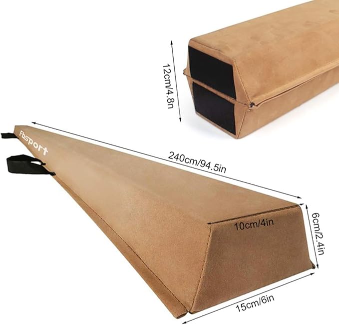 FBSPORT 8ft/6ft Balance Beam: Folding Floor Gymnastics Equipment for Kids Adults,Non Slip Rubber Base, Gymnastics Beam for Training, Practice, Physical Therapy and Professional Home Training