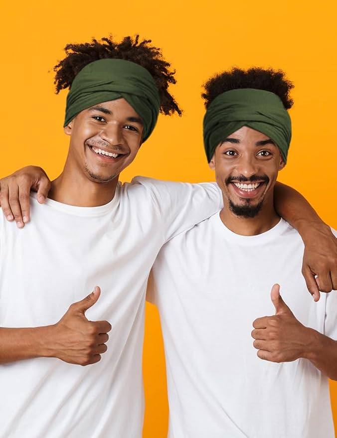 Satin Lined Open Turban Headband Mens Sweatband Sports Headband for Running,Cycling,Basketball,Yoga,Fitness Workout Stretchy Unisex Hairband