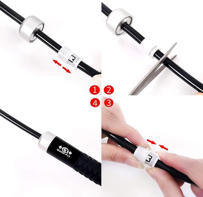 Quick Fit Weighted Jump Rope Set of 2 (1LB) w/ Non-Weighted Skipping Cord - Portable Exercise Accessory for Cardio, HIIT, Endurance - Fun Workout Aid for Burning Heavy Calories - Ball Bearing Handles