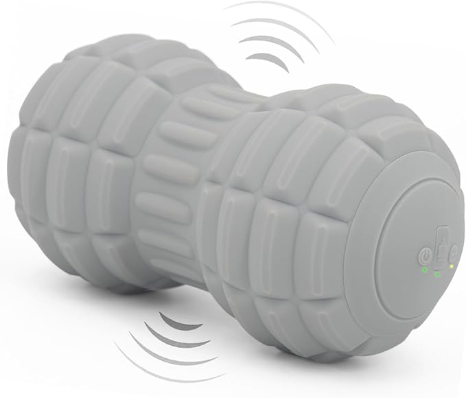 Vibrating Peanut Massage Ball, Double Lacrosse Massage Balls, Deep Tissue Massage Roller Mobility Ball for Trigger Point Massage - Myofascial Release Muscle Relaxer Massage Tool (Gray)
