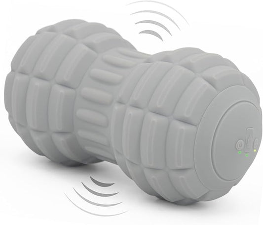 Vibrating Peanut Massage Ball, Double Lacrosse Massage Balls, Deep Tissue Massage Roller Mobility Ball for Trigger Point Massage - Myofascial Release Muscle Relaxer Massage Tool (Gray)