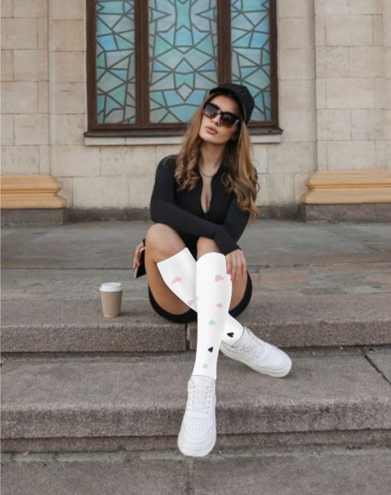 Graduated Compression Socks for Women&Men 20-30mmhg Knee High Socks Travel Hiking Running Stocking