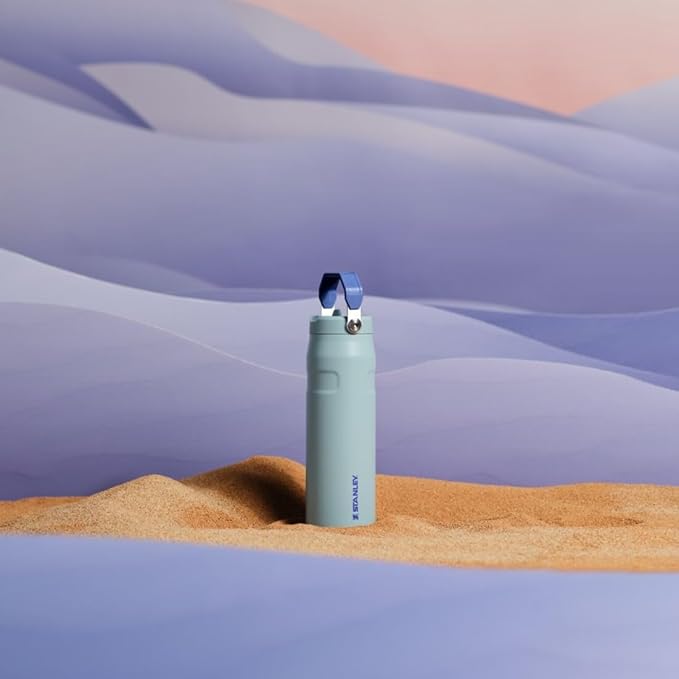 Stanley IceFlow Flip Straw 2.0 Water Bottle 24 oz | Built-In Straw for Travel and Sports | Lightweight and Leak Resistant | Insulated Stainless Steel | BPA-Free | Blue Cactus