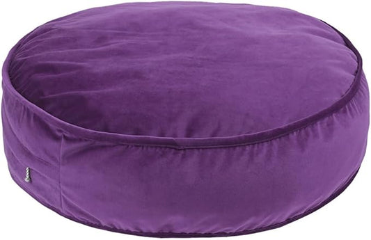 Round Floor Pillow Cover Velvet Throw Seating Pouf Yoga Meditation Cushion Plush Case Reading Room Decor Cover Only (25.6IN, Purple)