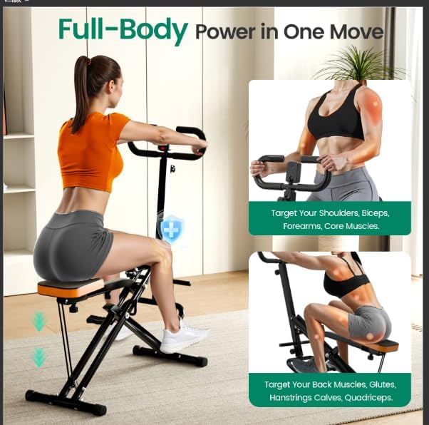 Deep Squat Machine for Women, 2 in 1 Foldable Squat Assist Trainer, 400 LB Weight Capacity, Easy Setup Exercise Equipment, Home Training Machine for Arm Ab Glute Leg Workout Black