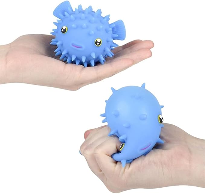 ArtCreativity Spiky Puffer Fish, Set of 12, Spiky Squeeze Toys for Kids, Fidgeting Anxiety Toys in Assorted Colors, Fidget Toys for Children, Under The Sea Party Decorations, Aquatic Party Favors