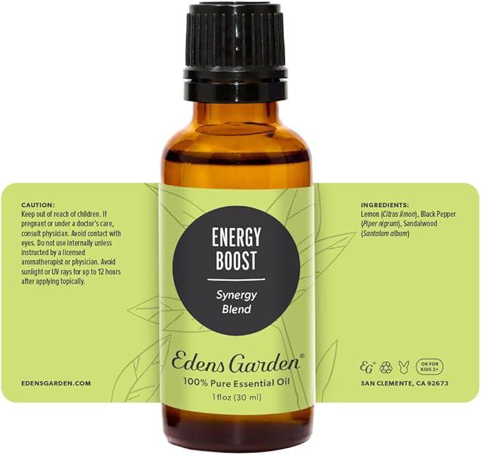 Edens Garden Energy Boost Essential Oil Blend- 100% Pure Premium Grade, Undiluted, Natural, Therapeutic, Aromatherapy, The Best for Kid Safe, Humidifiers, Skin 30 ml (1 fl oz)