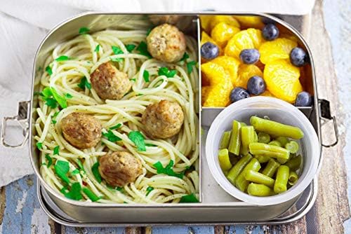 G.a HOMEFAVOR Stainless Steel Bento Lunch Box, Metal Lunch Container with 3-Compartment, 1400 ml, Ideal for Work & Travel, Meal Prep, Leak Proof, Dishwasher Safe