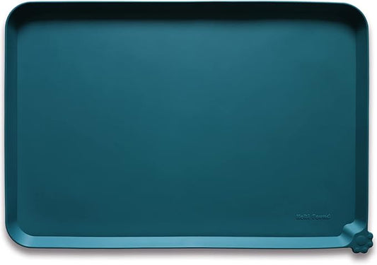 Hoki Found Large Silicone Pet Food Mats Tray - Non Slip Pet Dog Cat Bowl Mats Placemat - Dog Pet Cat Feeding Mat - Waterproof Dog Cat Food Mats -Pet Water Mats for Carpet - Sicilian Ocean