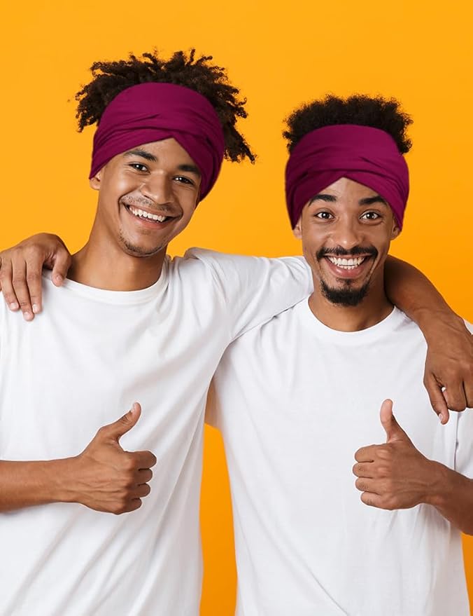 Satin Lined Open Turban Headband Mens Sweatband Sports Headband for Running,Cycling,Basketball,Yoga,Fitness Workout Stretchy Unisex Hairband