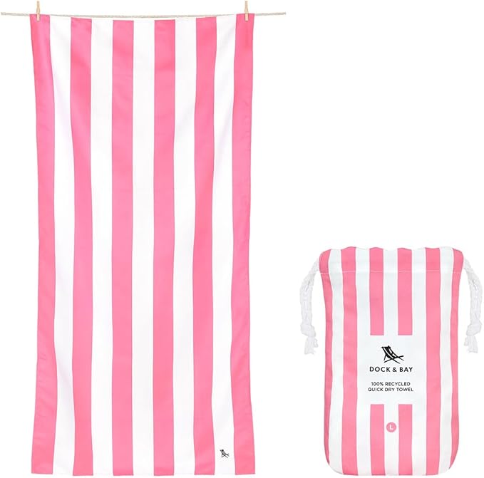 Dock & Bay Beach Towel - Quick Dry, Sand Free - Compact, Lightweight - 100% Recycled - Includes Bag - Set of 4 - Pastel Pic N Mix, Extra Large (200x90cm, 78x35)