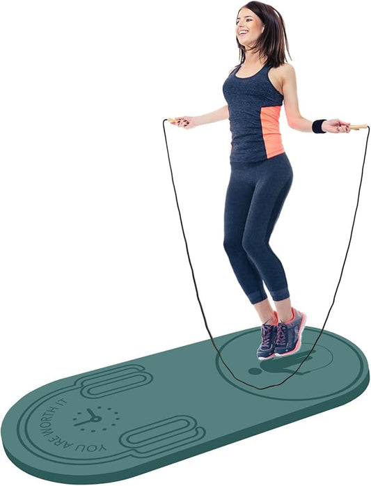 8/20/30mm Jump Rope Mat Fitness Exercise Mat Durable, Non-Slip, Workout Mats with Jump Rope & Carrying Bag for Home Gym Flooring (55"x 24")
